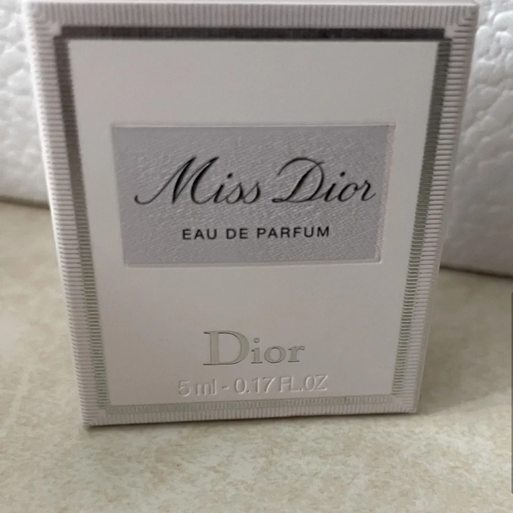 Dior White and Gold Cosmetic Pouch with Miss Dior Perfume